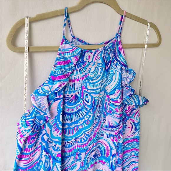 Lilly Pulitzer Billie Dress Ruffle Happy As a Clam Size M Sleeveless Flowy Blue - Picture 5 of 10